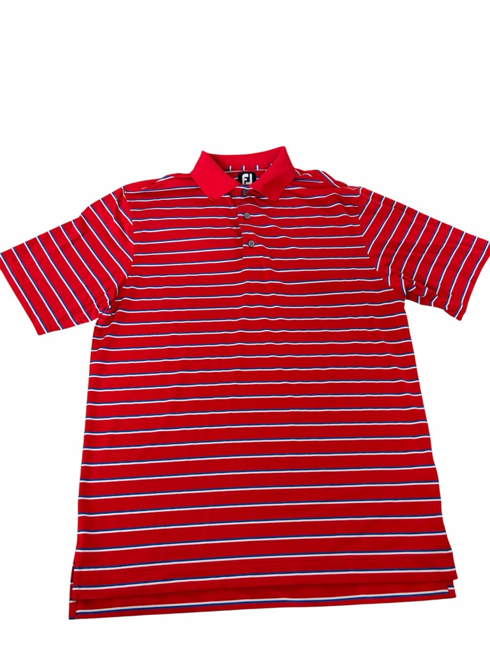 FootJoy Red Polo with White & Blue Stripes